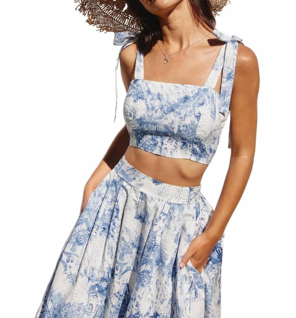 NEW DRESS FORUM coastline cropped top in blue